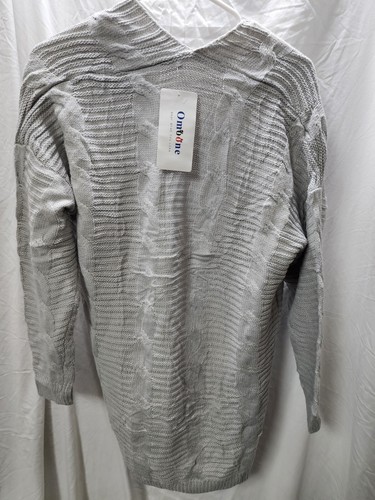 Omoone Womens Long Sleeve Open Loose Cable Knit Solid Sweater Cardigan, Grey, M - Picture 5 of 9