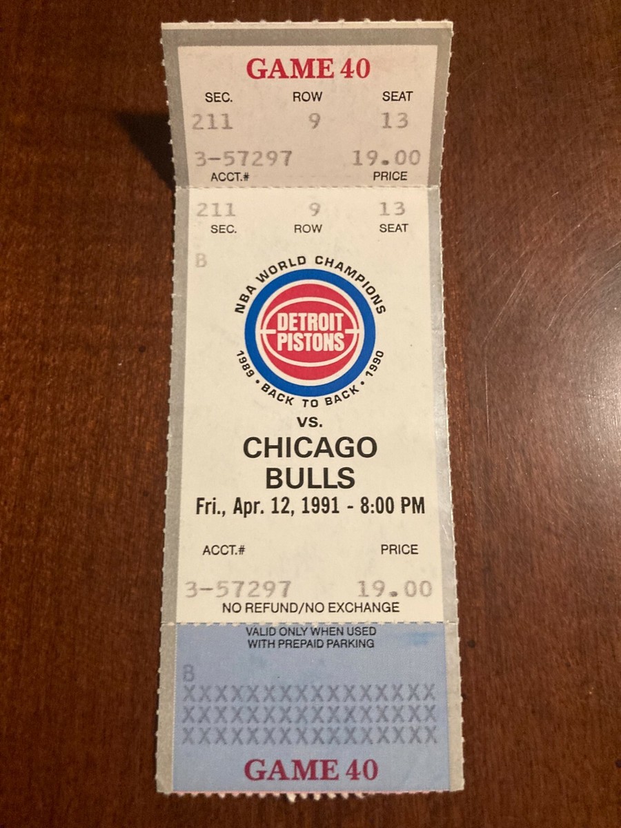 Chicago Bulls v Detroit Pistons 1991 Ticket Stub Michael Jordan 40