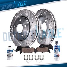 Front Drilled Brake Rotors Brake Pads w/ Hardware for Honda Civic CR-V Acura ILX