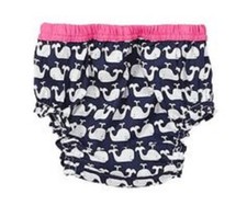 Pottery Barn Kids Baby Whale Pink Navy Blue Diaper Cover Nantucket 3-6 Nautical