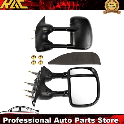Pair Manual Telescoping Towing Mirror for 2003-2014 Ford E-150; E-350 Super Duty