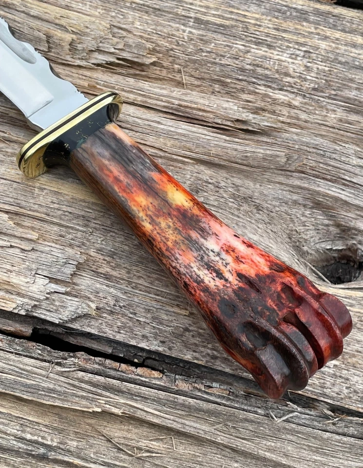 LEROY REMER BUCK 120 GENERAL WILDEBEEST BRASS GUARD W/GOLD ONYX TRIM KNIVES #10 - Image 2 of 4