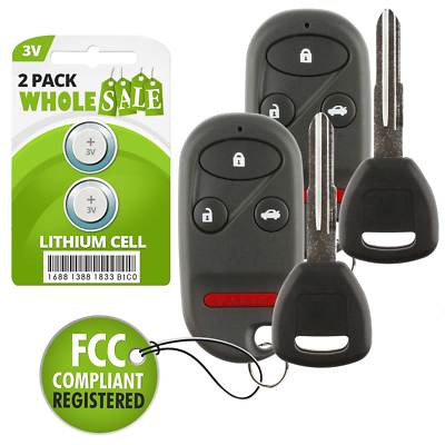 2 Replacement For 99 00 01 02 1998 1999 2000 2001 2002 Honda Accord Key + Fob