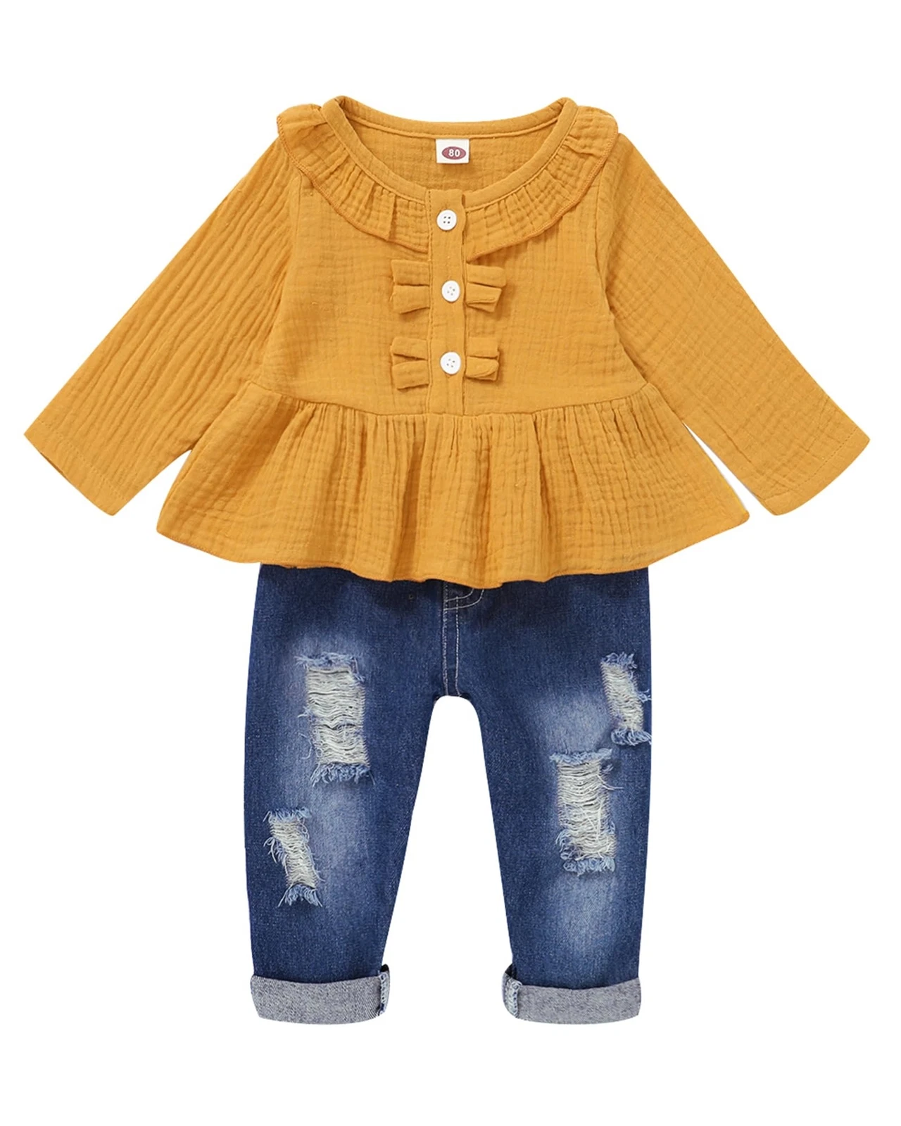 Baby Girl 12-18 Months Infant Girl Clothes Fall Long Sleeve Linen Shirt Cute