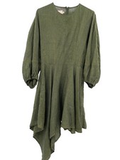 Marques' Dress Almeida Linen Asymmetric Hem Curved Sleeve Size Small $580