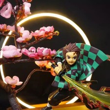 LED Light Demon Slayer Tanjirou Douma Kokushibou PVC Figure Base Lamp Statue 1PC