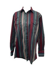 Wrangler Mens Large Western Shirt Multicolor Striped 2001 Vintage Pearl Snap