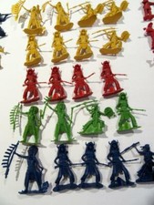 Lot of 86 Greenbrier 21 Indians 19 Cowboys 46 Red Fireman Plastic 2" Figures