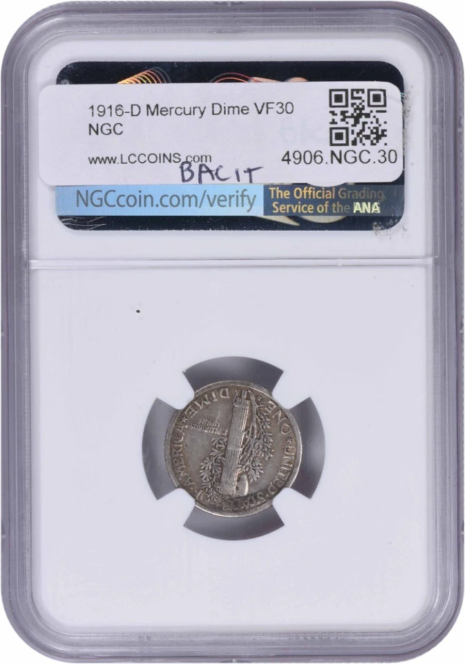 1916-D Mercury Silver Dime VF30 NGC - Image 2 of 4