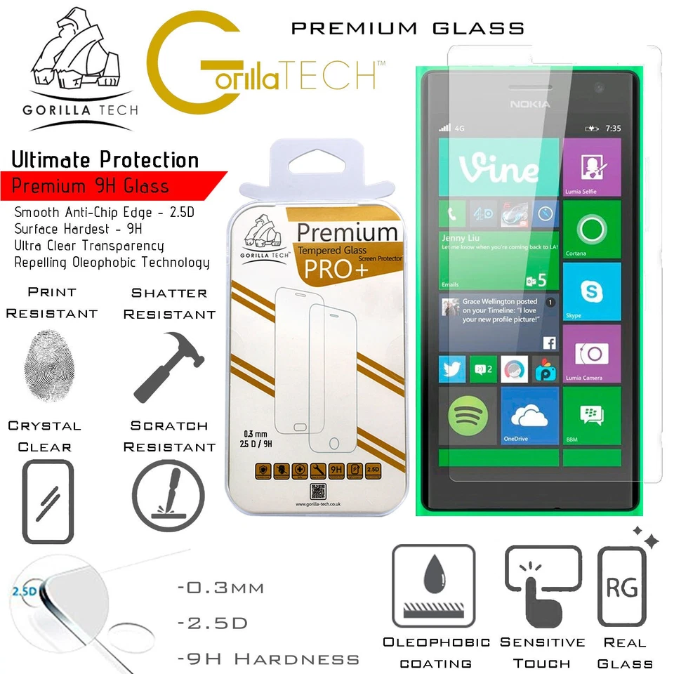 Lumia 520 Tempered Glass Genuine Gorilla Film Screen Protector Guard for Nokia - Image 2 of 4