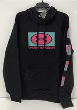 Under Armour Hoodie Mens Rival Fleece Geometric Sweatshirt Black Size Large