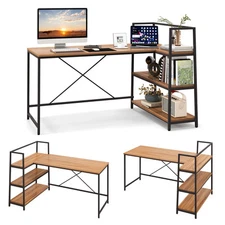 Topbuy 59 Inch L-Shaped Computer Desk Reversible Corner Desk w/ Open Storage