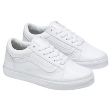 Vans Clásico Old Skool Cuero Sintético Zapatos de Skate Blanco/Blanco