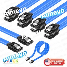 6pack SATA Cable III 6Gbps Straight HDD SDD Data Cable with Locking Latch 15 in