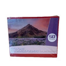 Two Tone Color File Folders Two Pocket Folder 50 Count Red