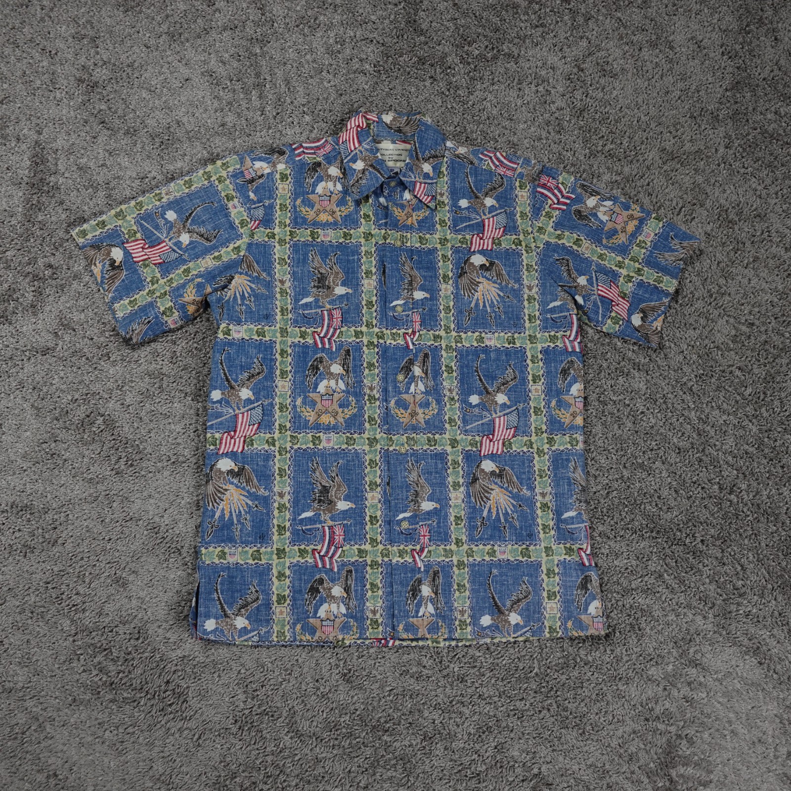 Reyn Spooner Shirt Mens Small Summer Commemorative July of 4th USA Hawaiian Flag