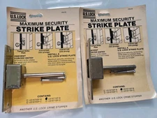 (2)VTG. U.S. LOCK  MAXIMUM SECURITY STRIKE PLATE ONE PRONG Us1671spB MADE IN USA