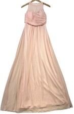 Levkoff Womens Chiffon Bridesmaid Maxi Dress Sleeveless Size 8 Blush Pink Peach