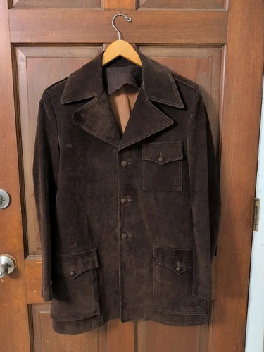 Vintage 1970s Jimmy Dean Pigskin Brown Suede Leather Jacket Coat Mens 40 L Mexic - product listing photo