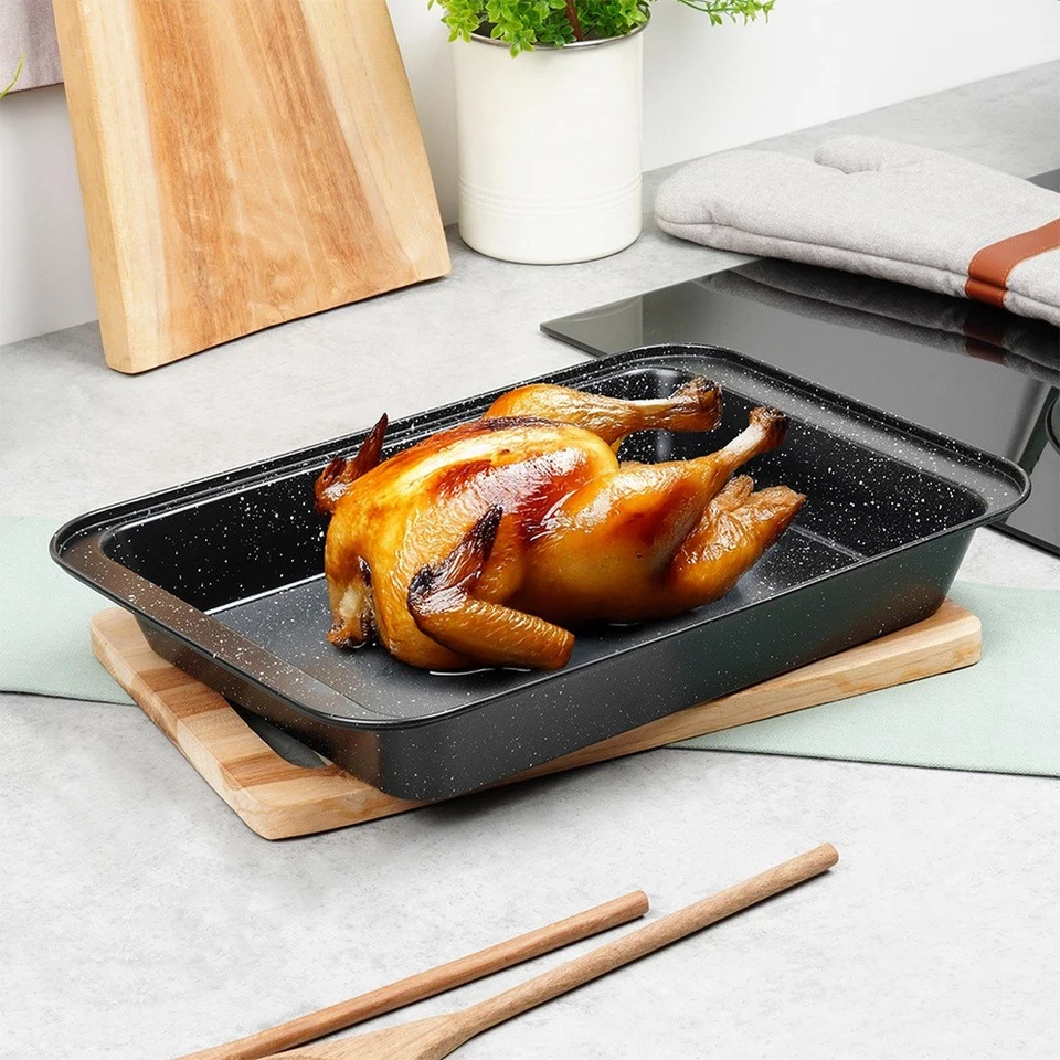 Backblech Ofenblech Kuchenblech Backform mit Granitbeschichtung 37,5x25,5x5 cm - Bild 2 von 4