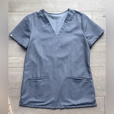 FIGS Gray Scrub Top Women's XS Technical Collection V-Neck