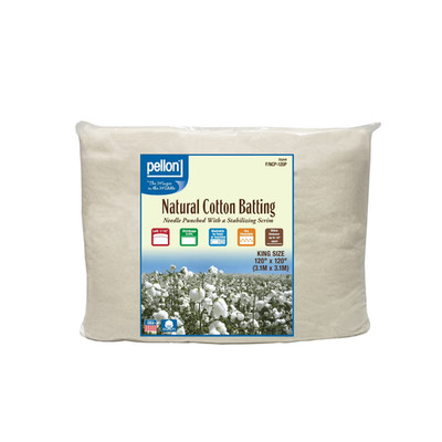 Pellon Natural Cotton Batting. off-White. King 120'' x 120'' Precut Package