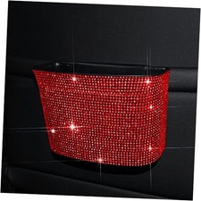 Car Trash Can, Hanging Trash Bin, Leakproof Garbage Organizer, Bling Red