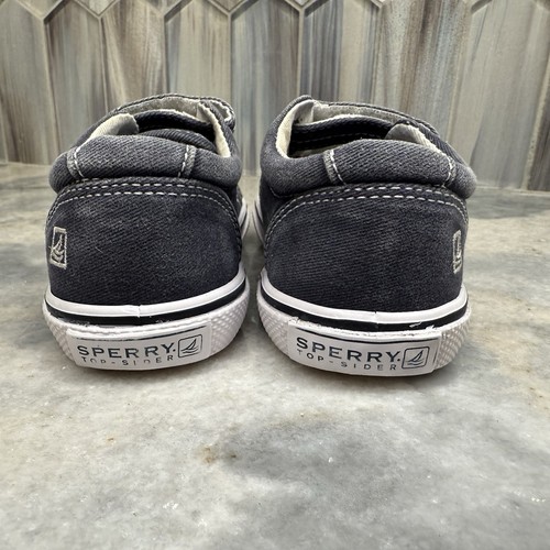 Sperry Halyard H&L Toddler Boys Boat Deck Shoes Navy Sz 8M Gray Preppy EUC - Picture 5 of 8