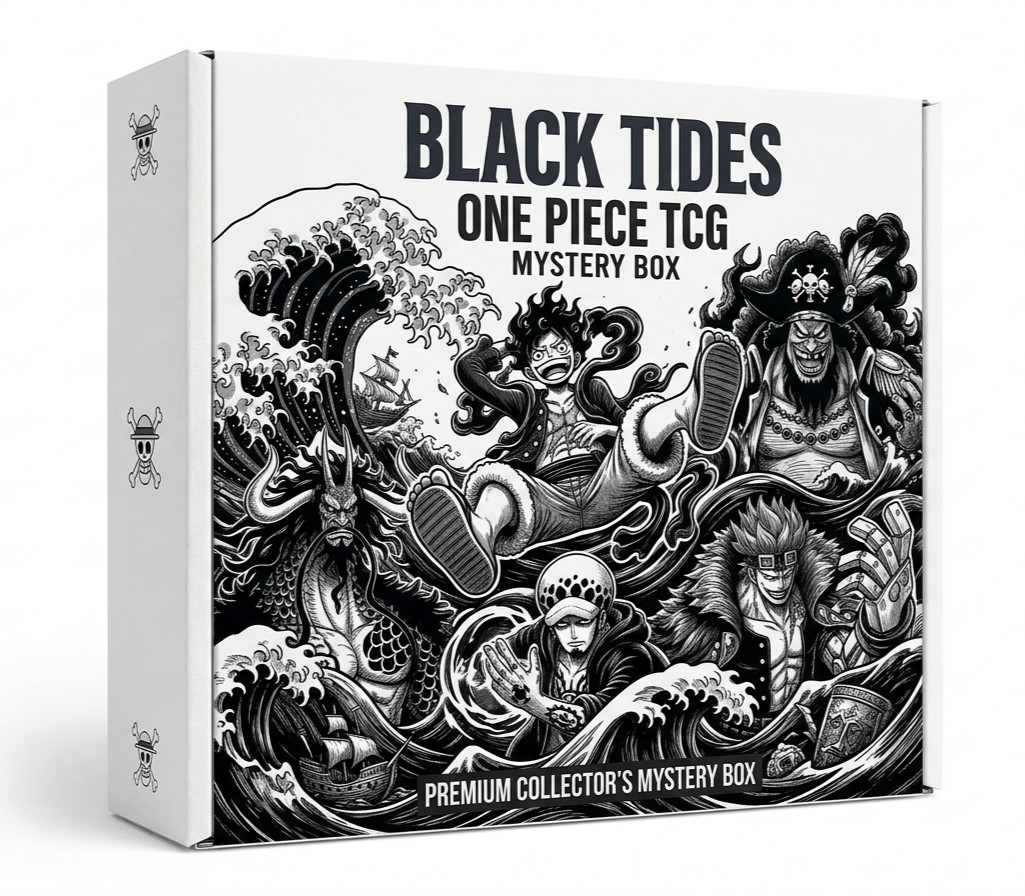 One Piece TCG Mystery Box ''BLACK TIDES'' - 6 Packs + 5 Bonus Items