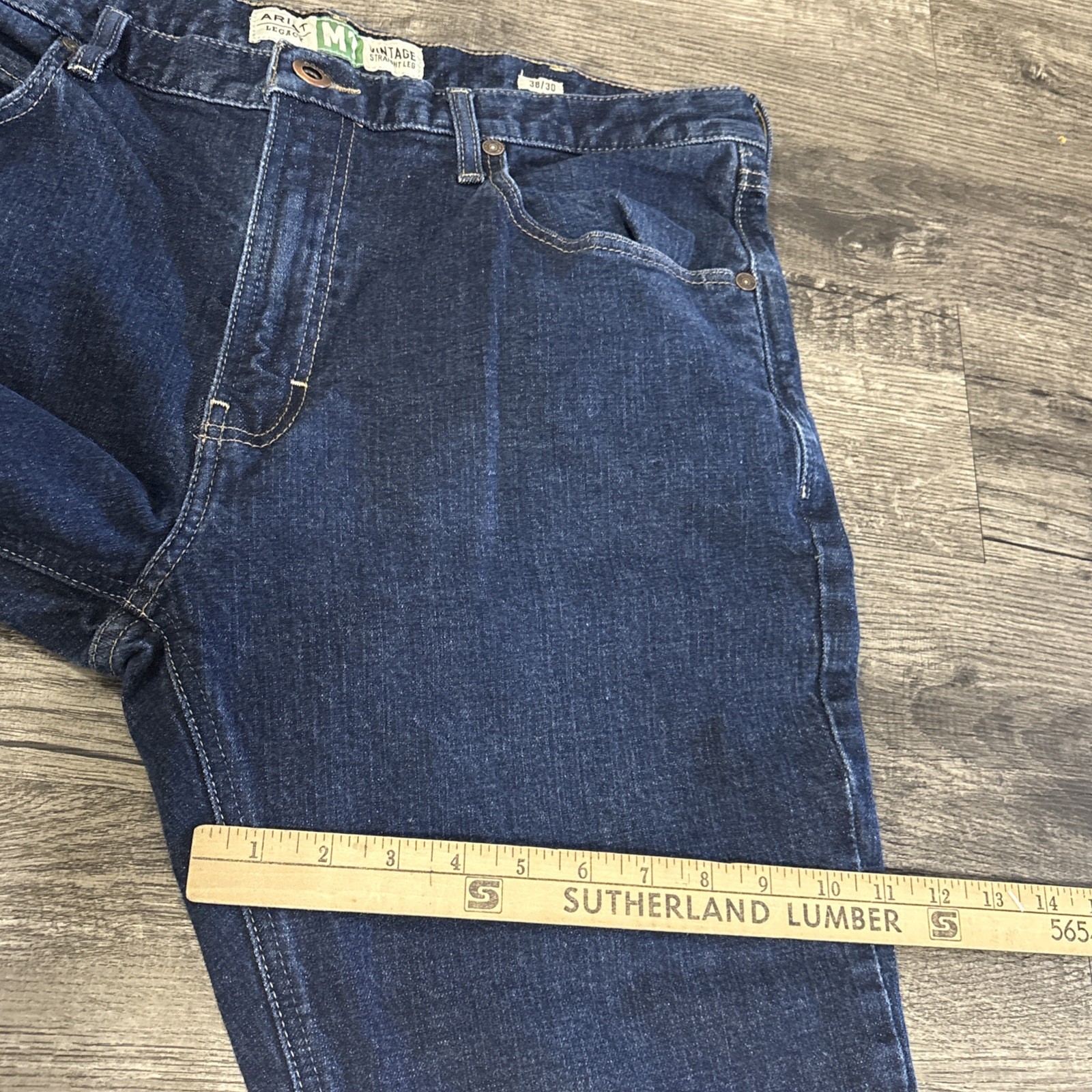 Ariat Legacy M1 Vintage Straight Leg Jeans Mens 38x30 Dark Wash Fits 37 X 28 - View 13