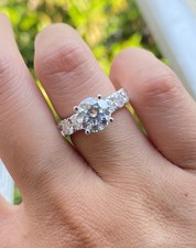 Sterling Silver Art Deco Engagement Ring Round Cut CZ Vintage Anniversary Ring