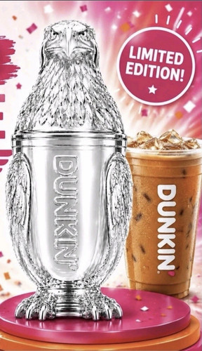 2026 Limited Edition Dunkin Eagle Cup With Lid & Straw & Refresher Coupon