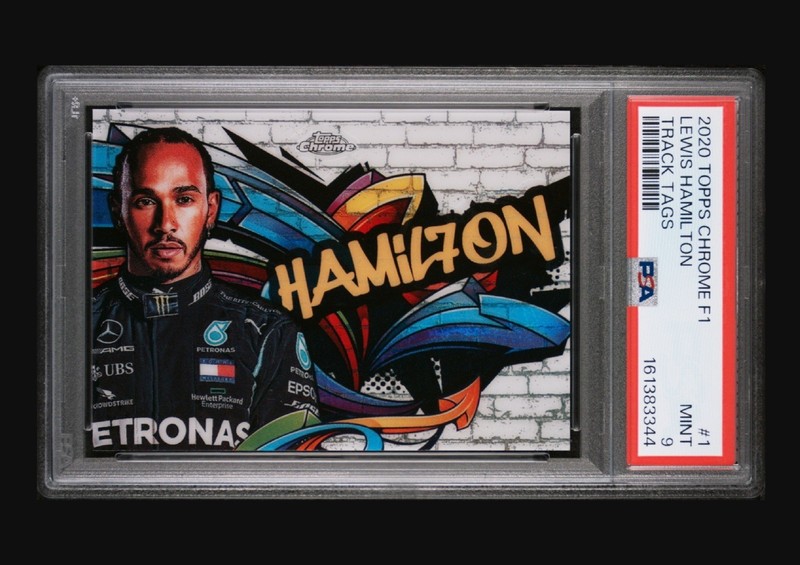 2020 TOPPS CHROME FORMULA 1 TRACK TAGS #1 LEWIS HAMILTON TRACK TAGS PSA 9