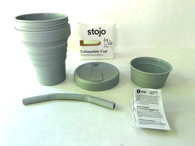 STOJO 24 oz Collapsible Cup - New w/Original Straw, Heat Sleeve, InstructManual