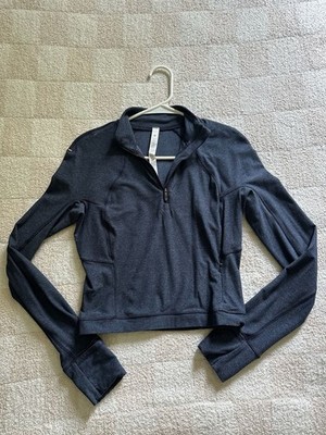 lululemon It's Rulu Run Cropped Half-Zip Heathered Black