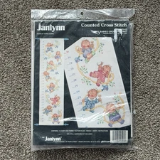 Vintage NEW Janlynn Baby Kids Growth Chart Counted Cross Stitch Kit 32”x9” USA