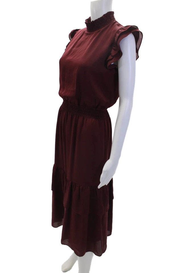 Vestido feminino Black Saks Fifth Avenue com babado e gola simulada em camadas vermelho tamanho 2 - Imagem 2 de 4