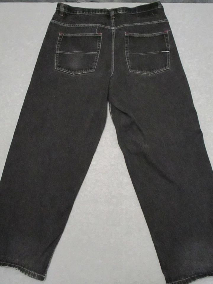 VTG Southpole Jeans Mens 40 Black Red Tab Baggy Wide Leg Hip Hop Y2K Denim - Image 3 of 4