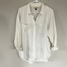 Universal Thread White Cotton Oversized Button Down Shirt (L)