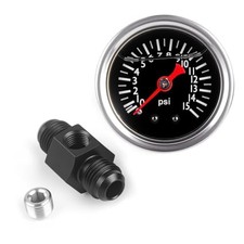 Universal 0-15psi Fuel Pressure Gauge 1/8" NPT Oil 6AN Male to 6AN Male 0-15Psi