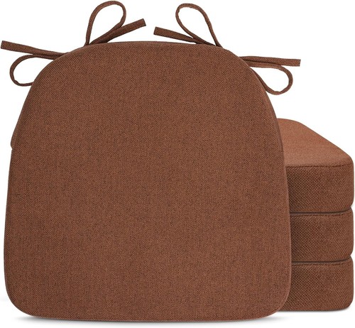 Chair Cushions for Dining Chairs, D-Shaped Seat 4 Count(Pack of 1), Brown