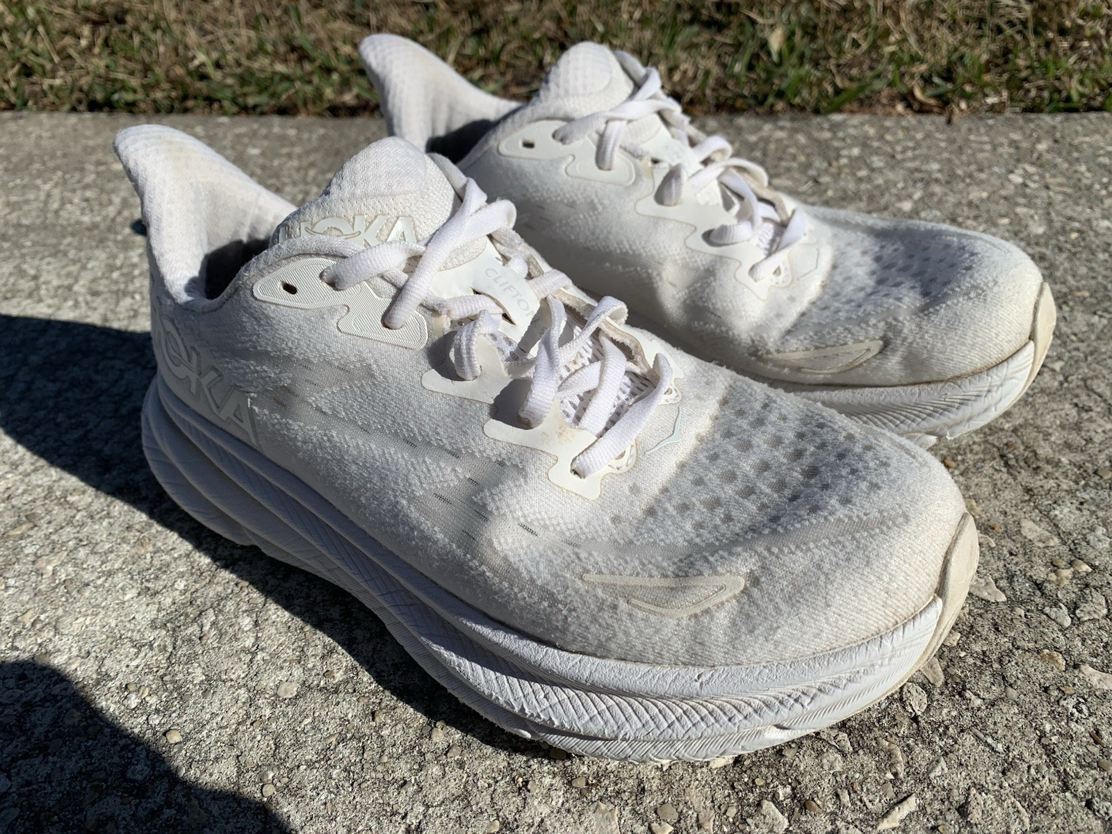 Size 7.5 B - Hoka One One Clifton 9 Triple White Women’s Running Shoes thumbnail 3