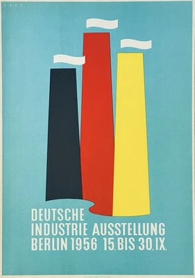 Original Bauhaus Plakat 'Deutsche Industrie Ausstellung Berlin 1956' Poster DDR - Bild 1 von 4