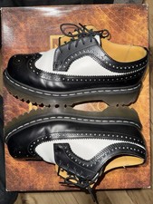 DR MARTENS BLACK WHITE WINGTIP BROGUE OXFORD MEN'S CASUAL SHOES