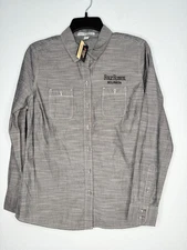 Four Roses Bourbon Shirt Womens Small Button Front New NWT Gray Chambray