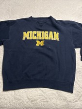 VTG Champs Navy Blue Michigan Wolverines Sports Sweatshirt Sz Large