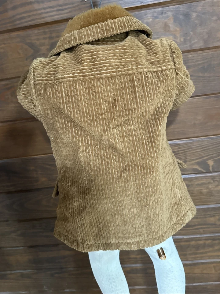 Vintage Newsboy Jack Tar Boys Corduroy Pea Coat Lined Brown Youth Toddler - Image 3 of 4