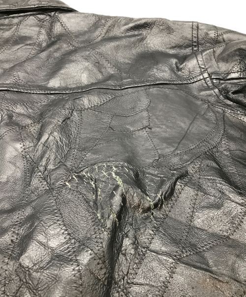 Cellini Leather Patchwork Jacket XL Black Vintage… - image 10