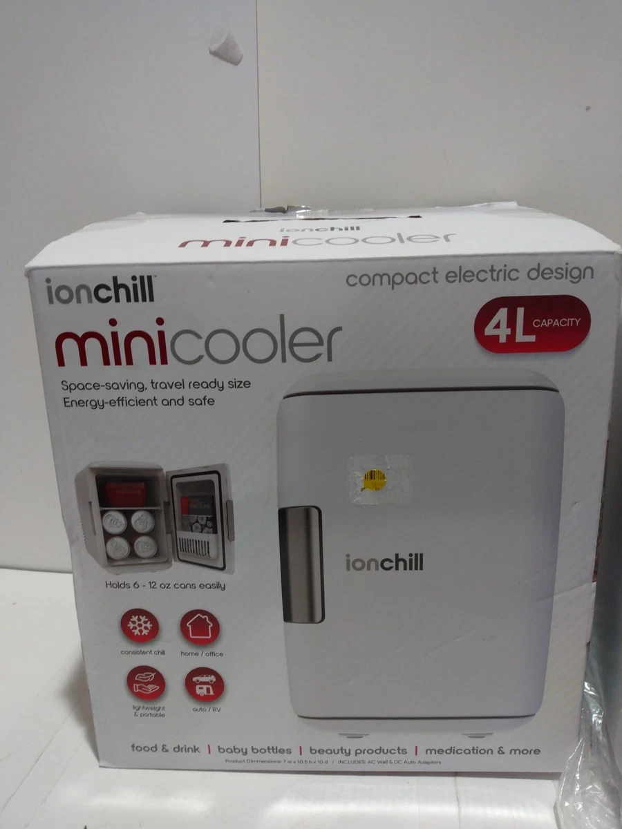 Ionchill, Mini Cooler, 4L Capacity In Box. White. No Car Cord.