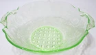 Vintage Lancaster Glass Bowl Dish Debbra Green Depression Uranium Cane Handles